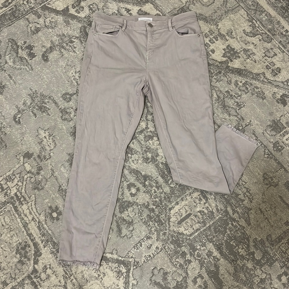 LOFT Gray Modern Skinny Crop Jeans with Raw Hems